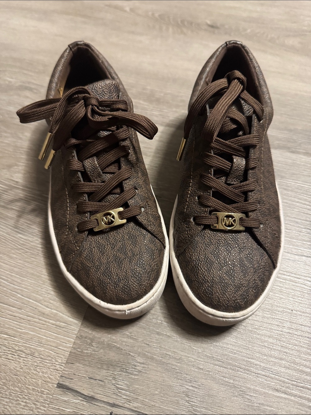 Michael Kors Brown Logo-Accent Lace-Up Sneakers